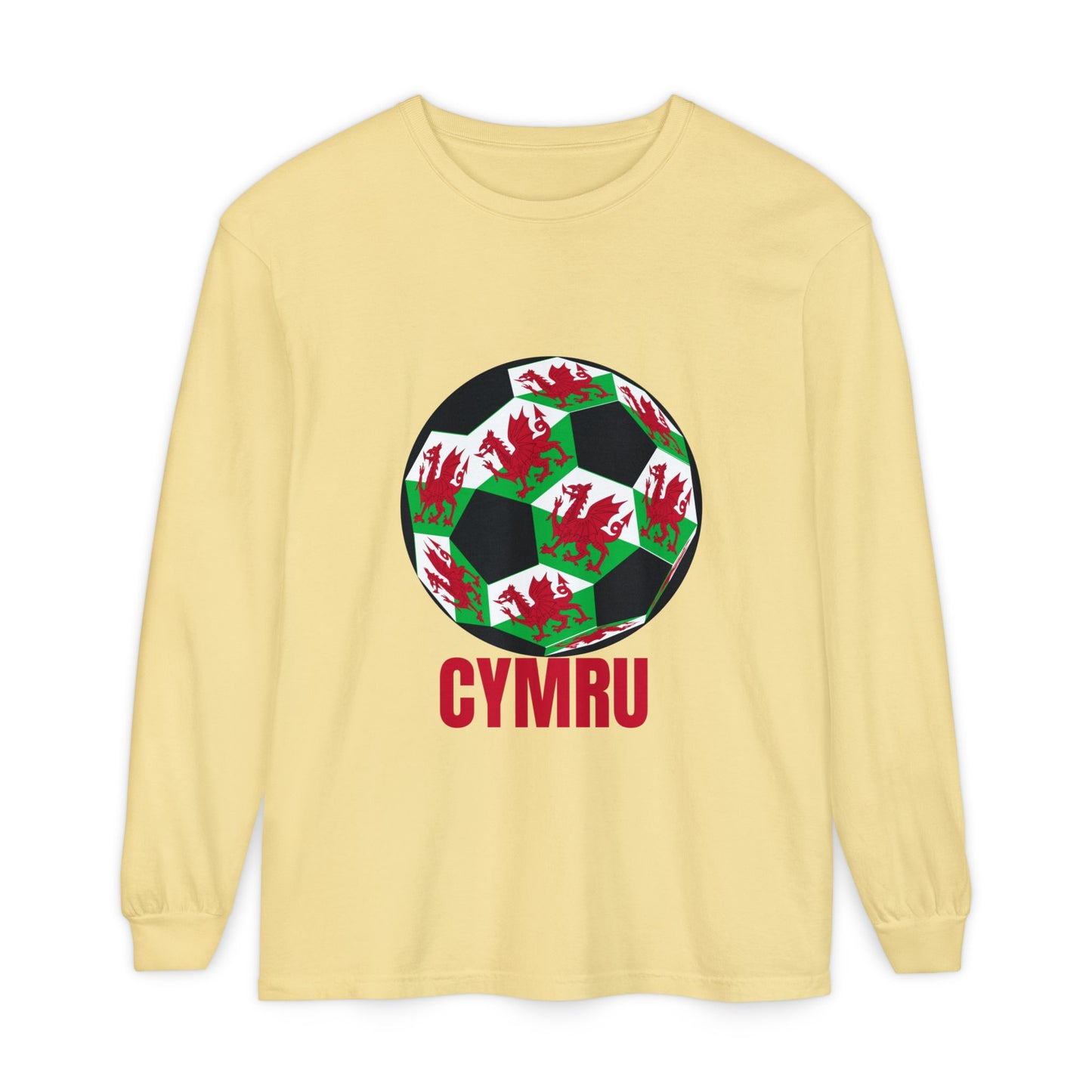 Cymru Fan Specialty Soccer Ball Design Long Sleeve Tee