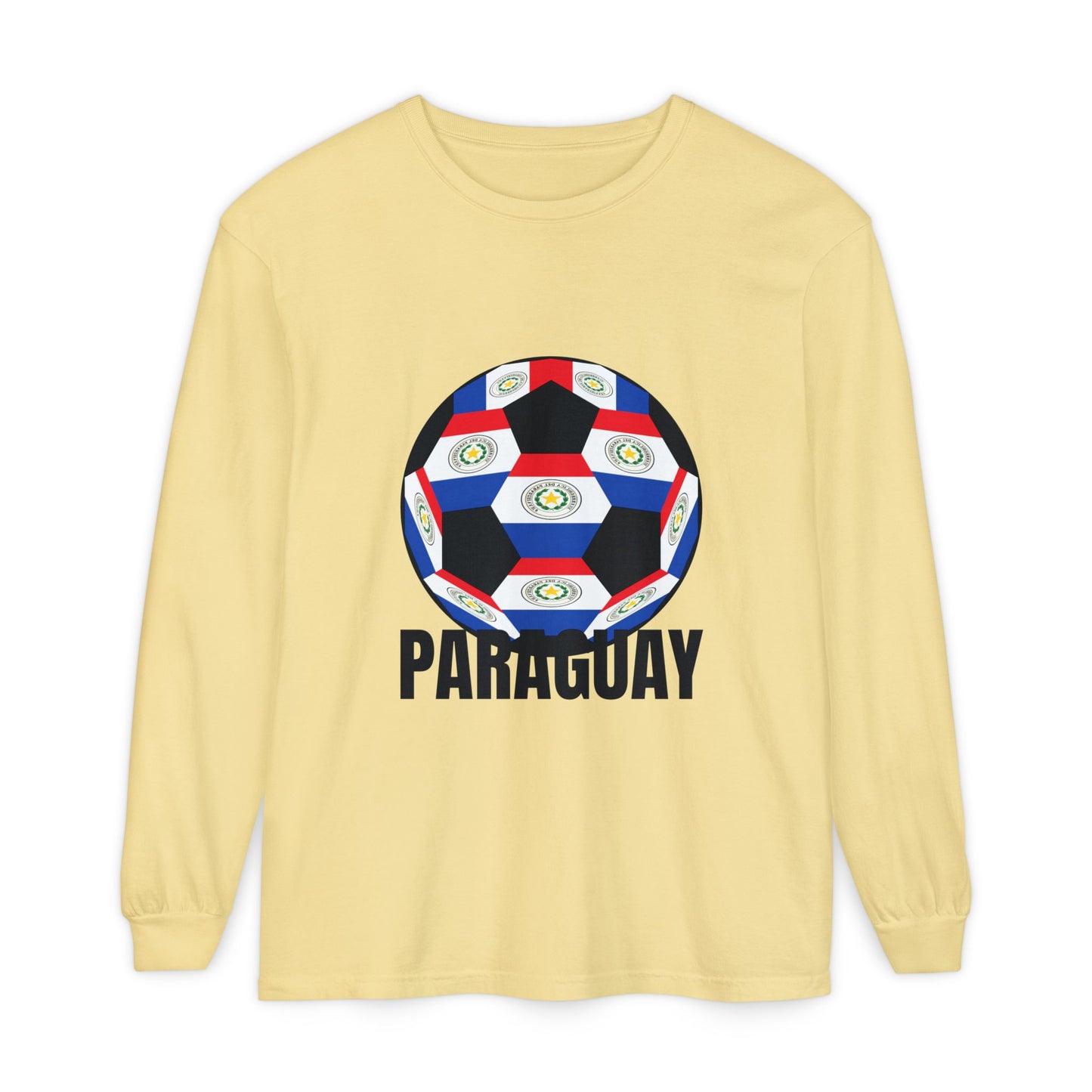 Paraguay Fan Specialty Soccer Ball Design Long Sleeve Tee