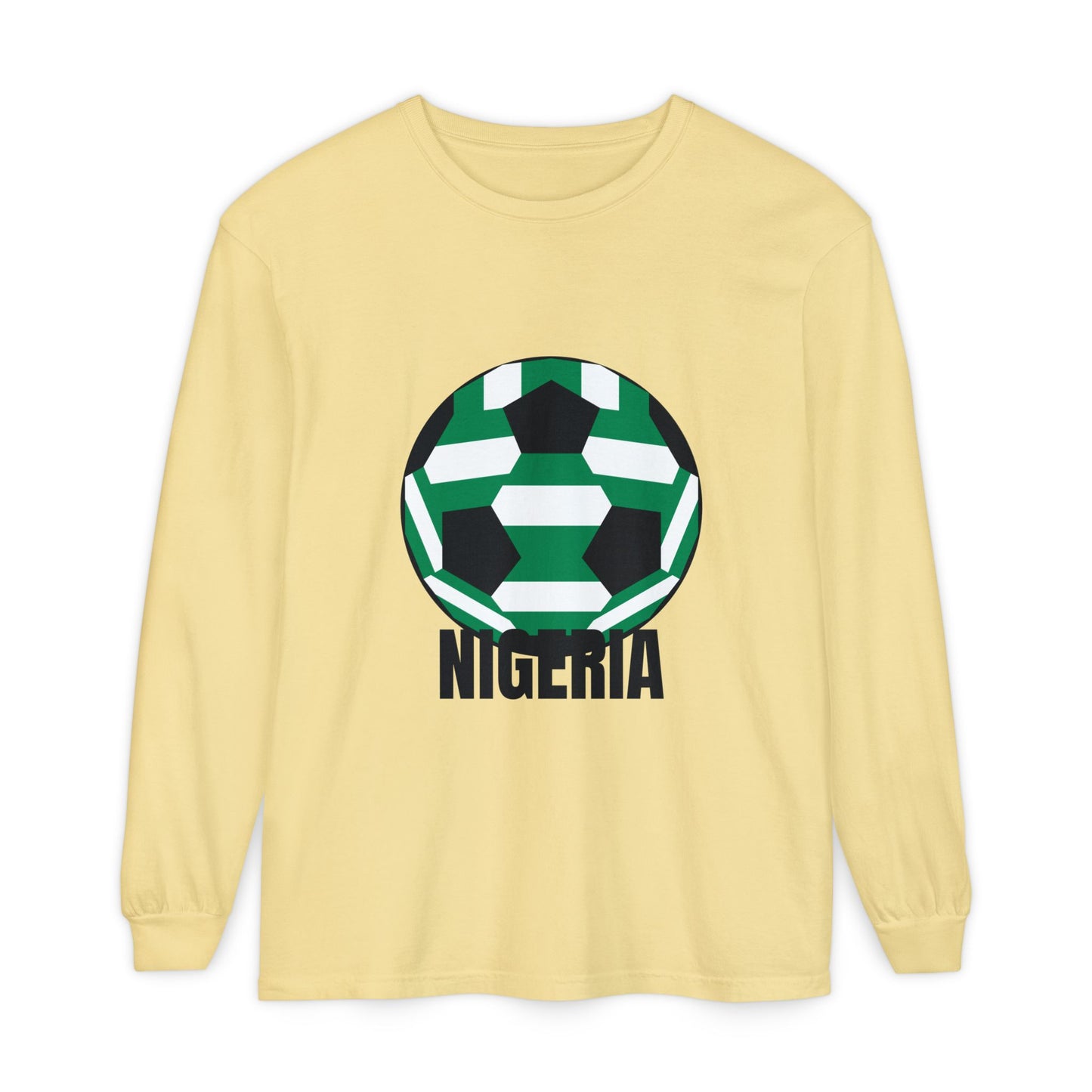 Nigeria Fan Specialty Soccer Ball Design Long Sleeve Shirt