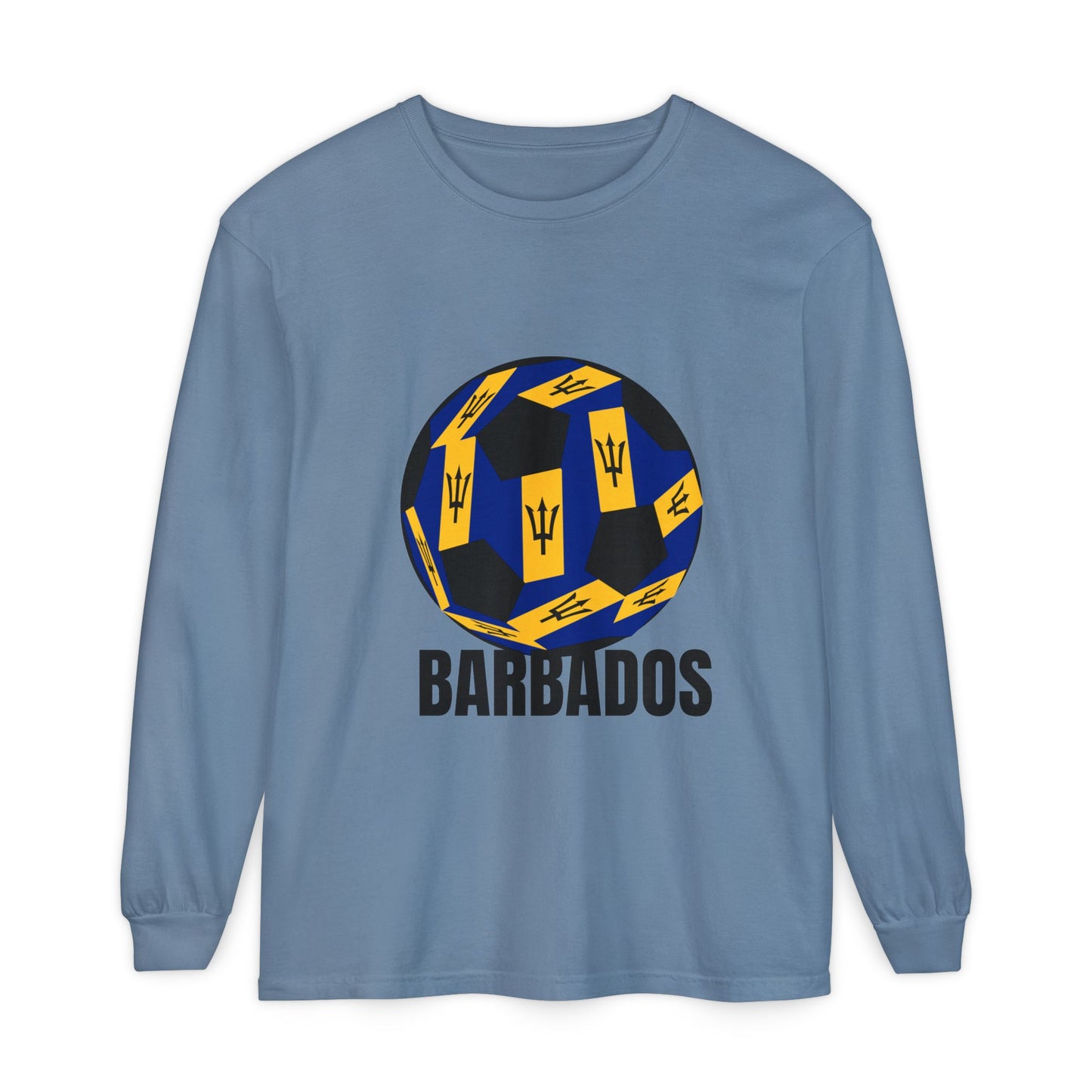 Barbados Fan Specialty Soccer Ball Design Long Sleeve Tee