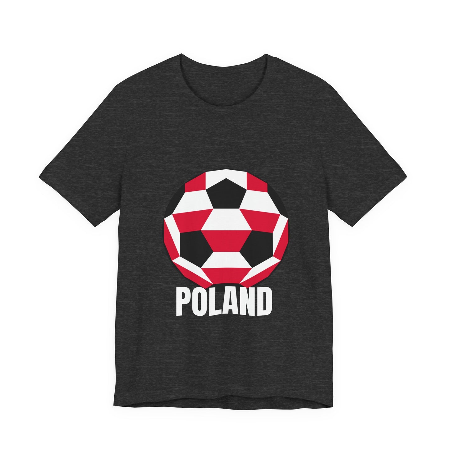 Poland Fan Specialty Soccer Ball Design T Shirt White Text