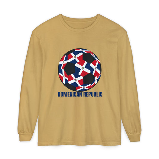 Domenican Republic Fan Specialty Soccer Ball Design Long Sleeve Tee