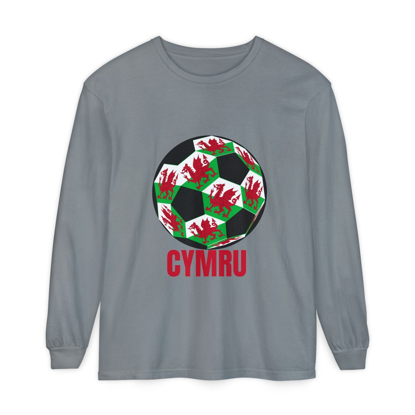 Cymru Fan Specialty Soccer Ball Design Long Sleeve Tee