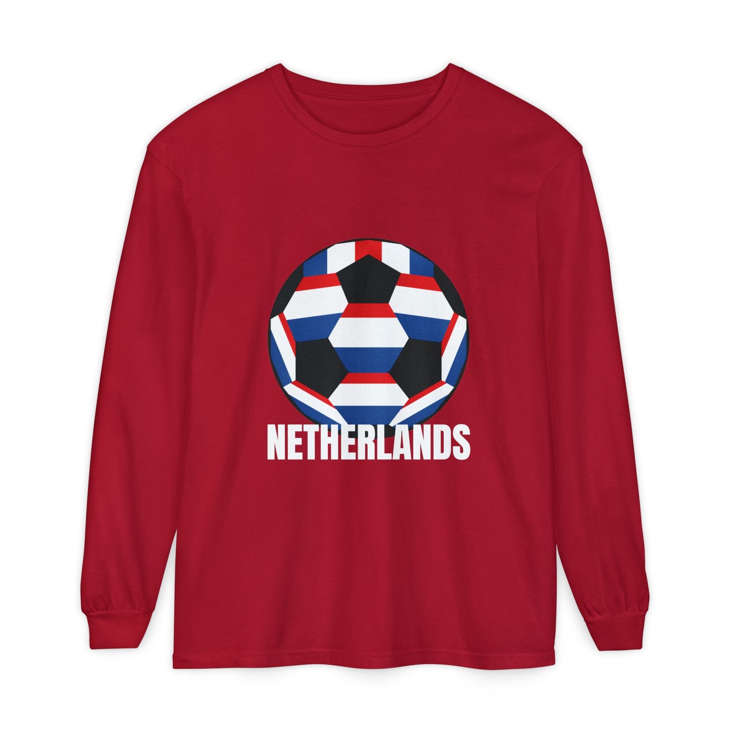 Netherlands Fan Specialty Soccer Ball Design Long Sleeve Tee