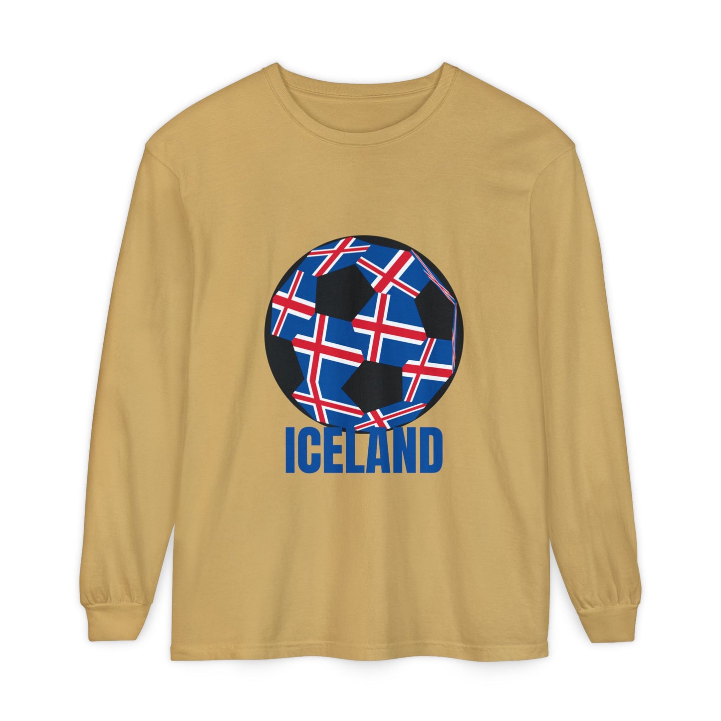 Iceland Fan Specialty Soccer Ball Design Long Sleeve Tee