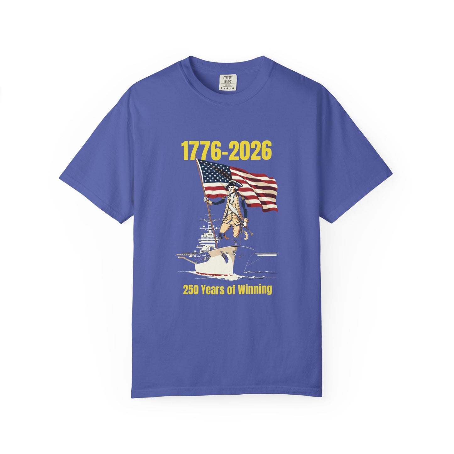 George Washington on an Aircraft Carrier with an American Flag T-shirt | 250 Years of Winning