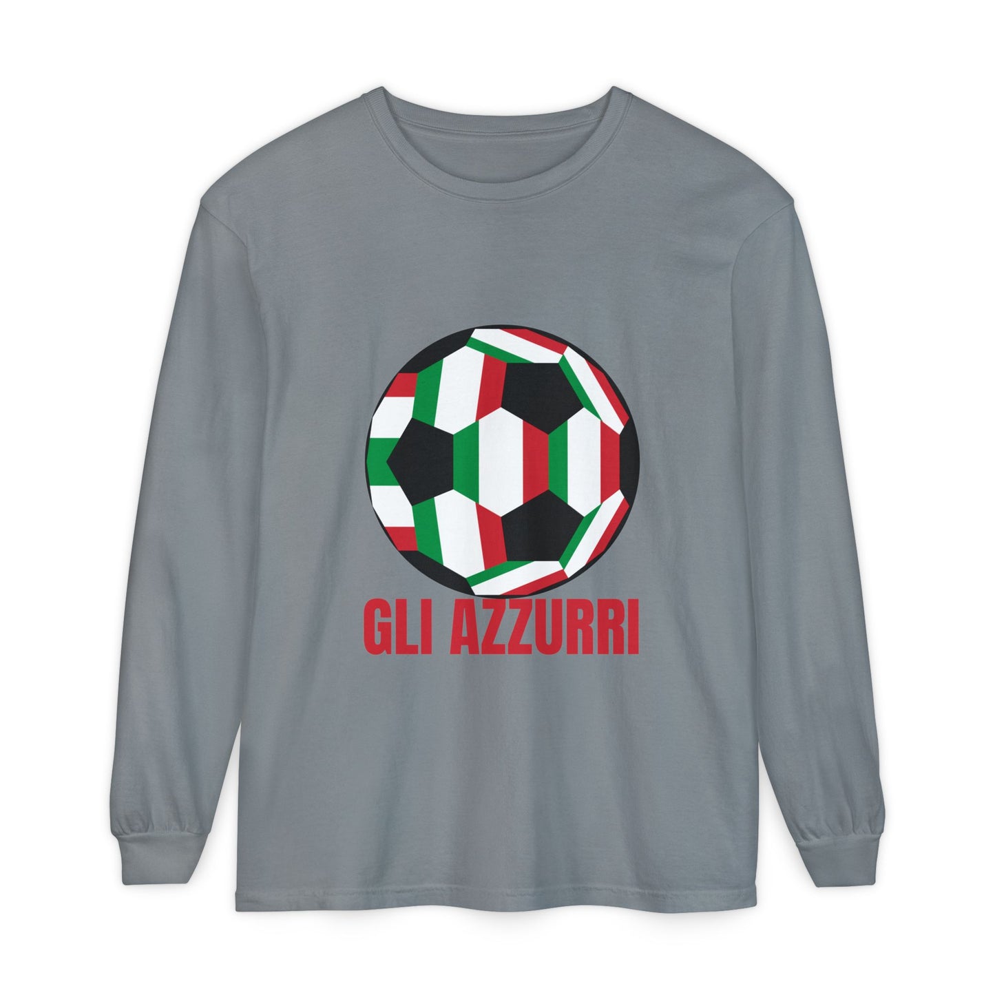 Gli Azzurri Fan Specialty Soccer Ball Design Long Sleeve Tee
