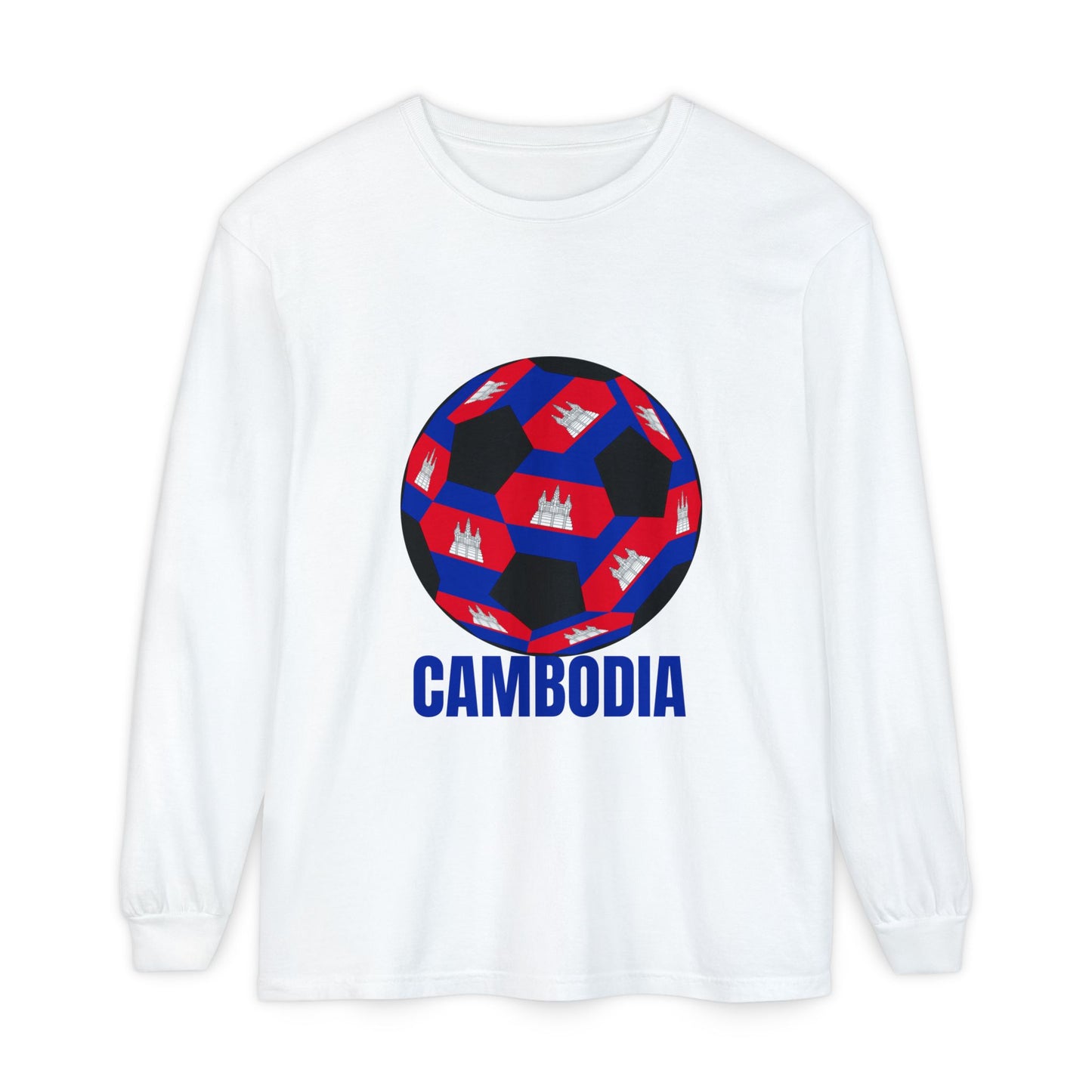 Cambodia Fan Specialty Soccer Ball Design Long Sleeve Tee