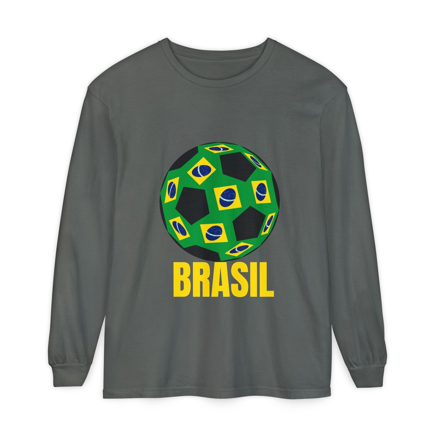 Brasil Fan Specialty Soccer Ball Design Long Sleeve T Shirt