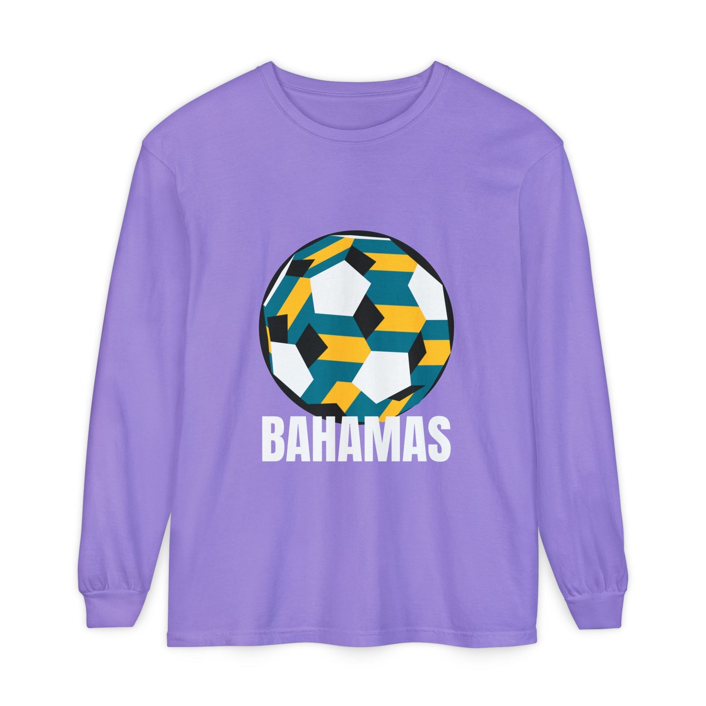 Bahamas Fan Specialty Soccer Ball Design Long Sleeve Tee