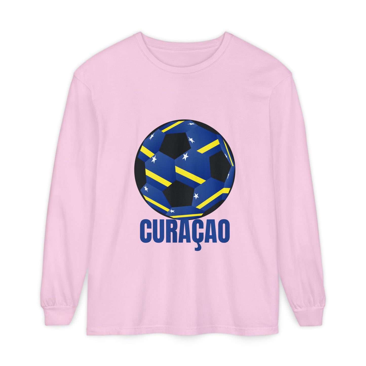 Curacao Fan Specialty Soccer Ball Design Long Sleeve Shirt