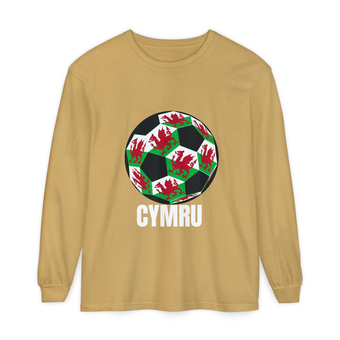 Cymru Fan Specialty Soccer Ball Design Long Sleeve T-Shirt