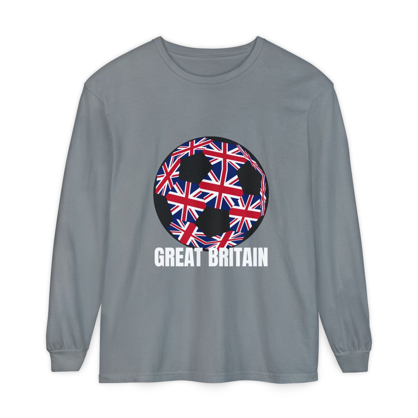 Great Britain Fan Specialty Soccer Ball Design Long Sleeve Tee
