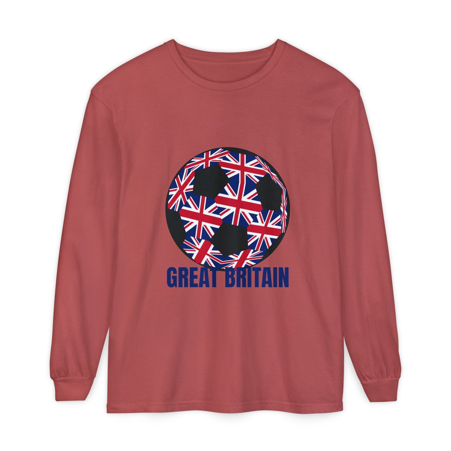 Great Britain Fan Specialty Soccer Ball Design Long Sleeve Tee