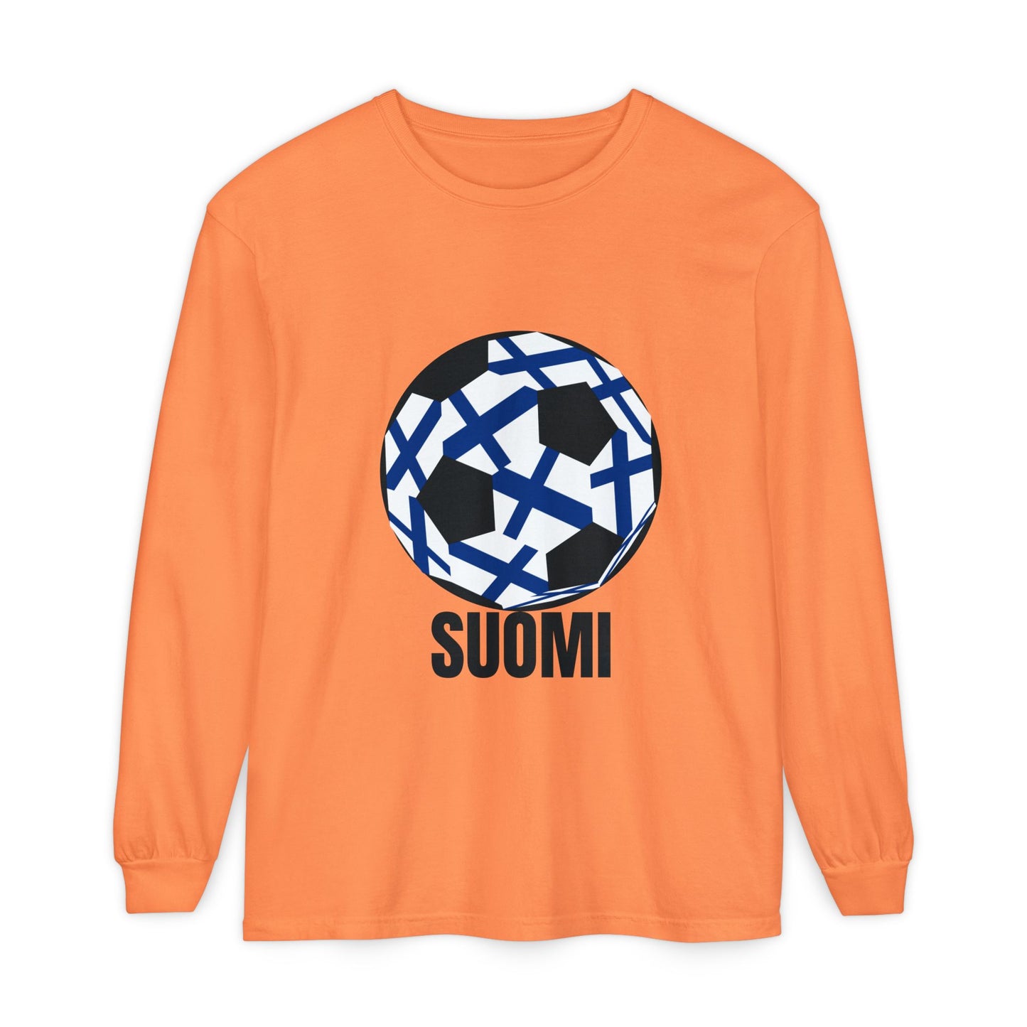 Finland Fan Specialty Soccer Ball Design Long Sleeve T-Shirt
