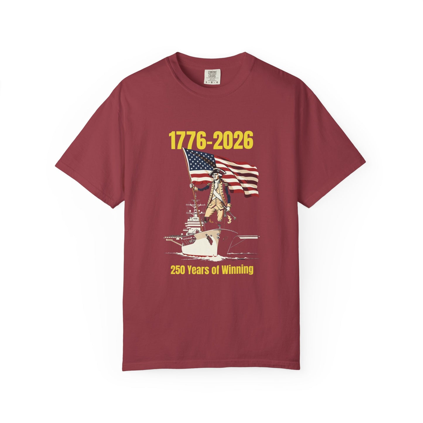 George Washington on an Aircraft Carrier with an American Flag T-shirt | 250 Years of Winning