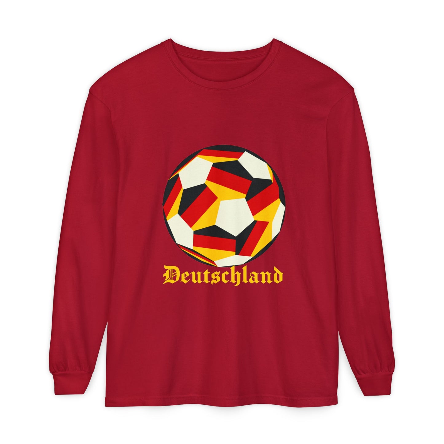 Deutschland Fan Specialty Soccer Ball Design Long Sleeve Tee
