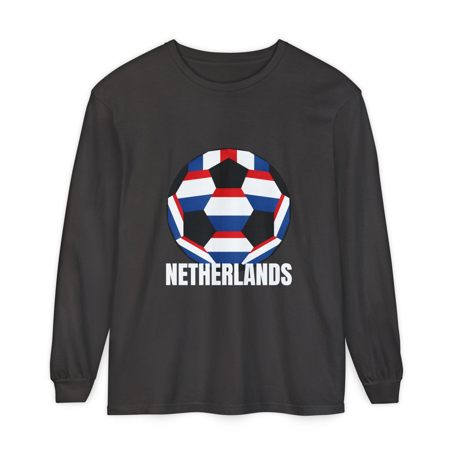 Netherlands Fan Specialty Soccer Ball Design Long Sleeve Tee