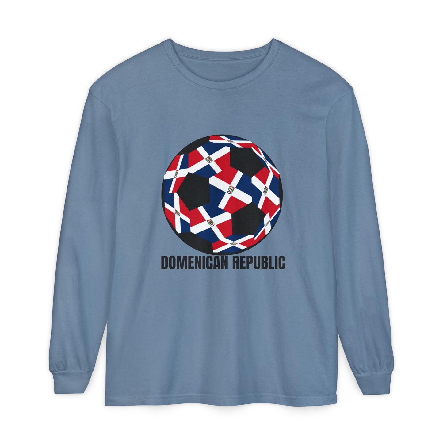 Domenican Republic Fan Specialty Soccer Ball Design Long Sleeve Tee