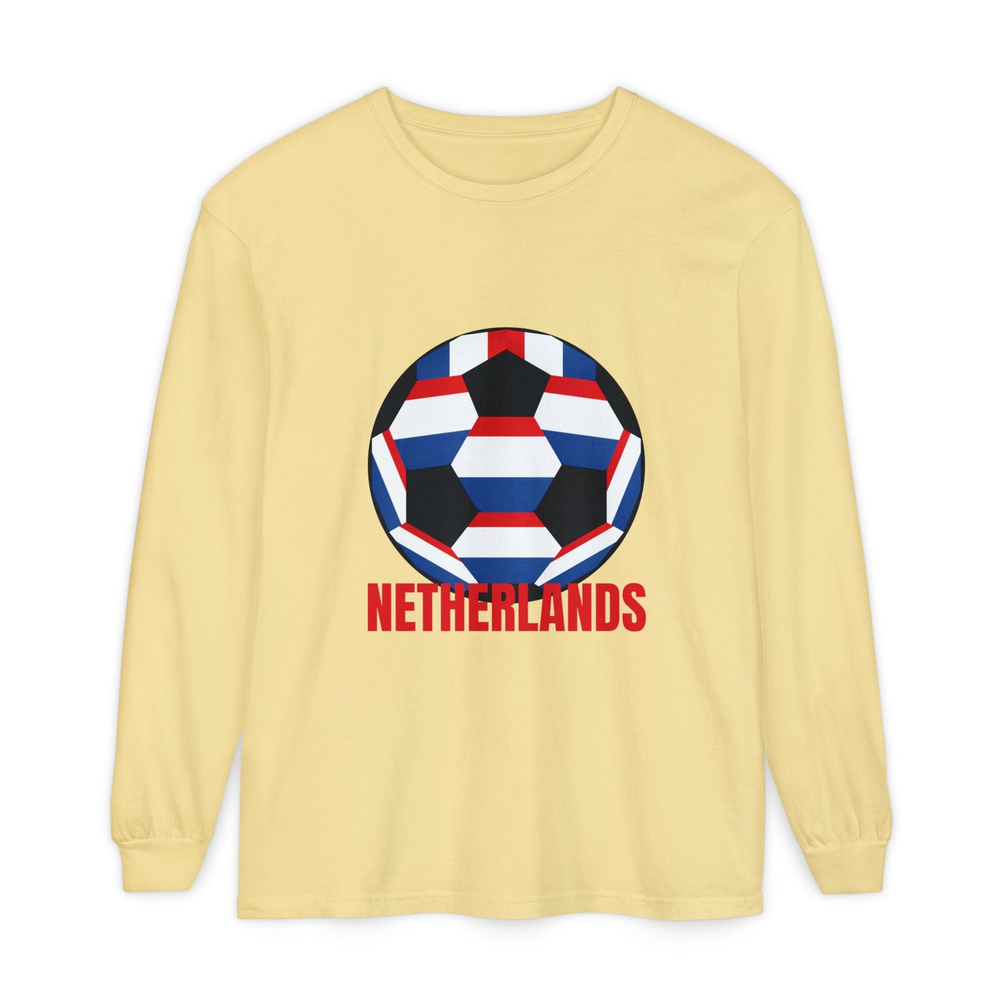 Netherlands Fan Specialty Soccer Ball Design Long Sleeve Tee