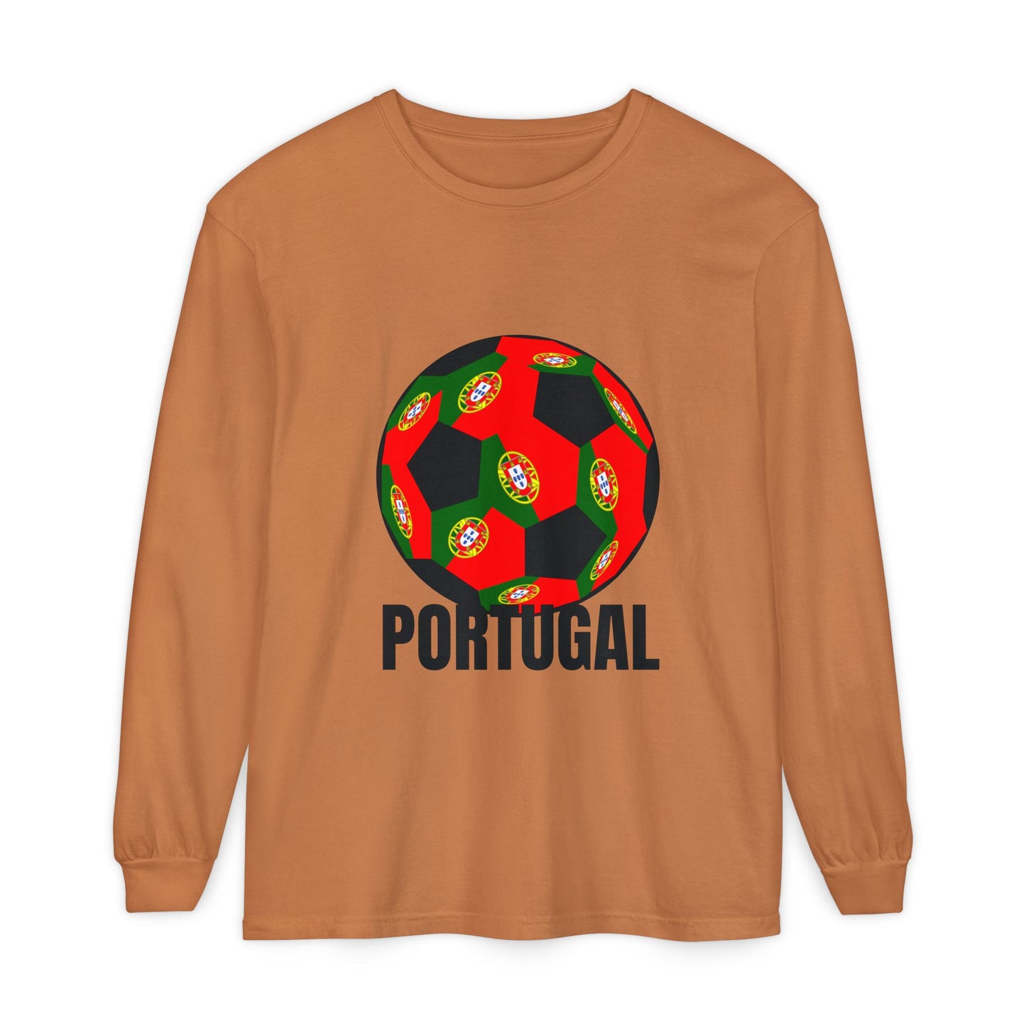 Portugal Fan Specialty Soccer Ball Design Long Sleeve Tee