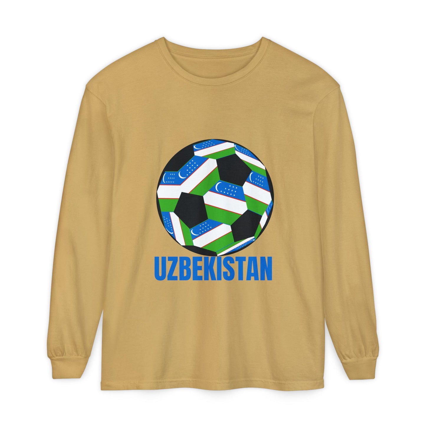 Uzbekistan Fan Specialty Soccer Ball Design Long Sleeve Shirt