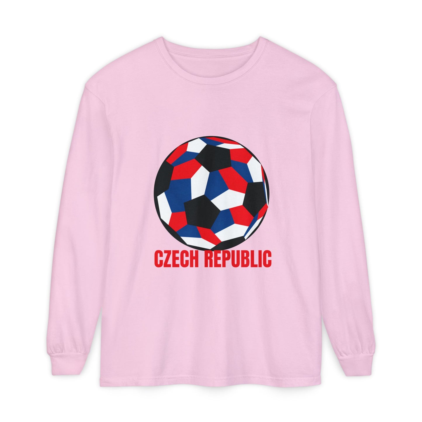 Czech Republic Fan Specialty Soccer Ball Design Long Sleeve Tee