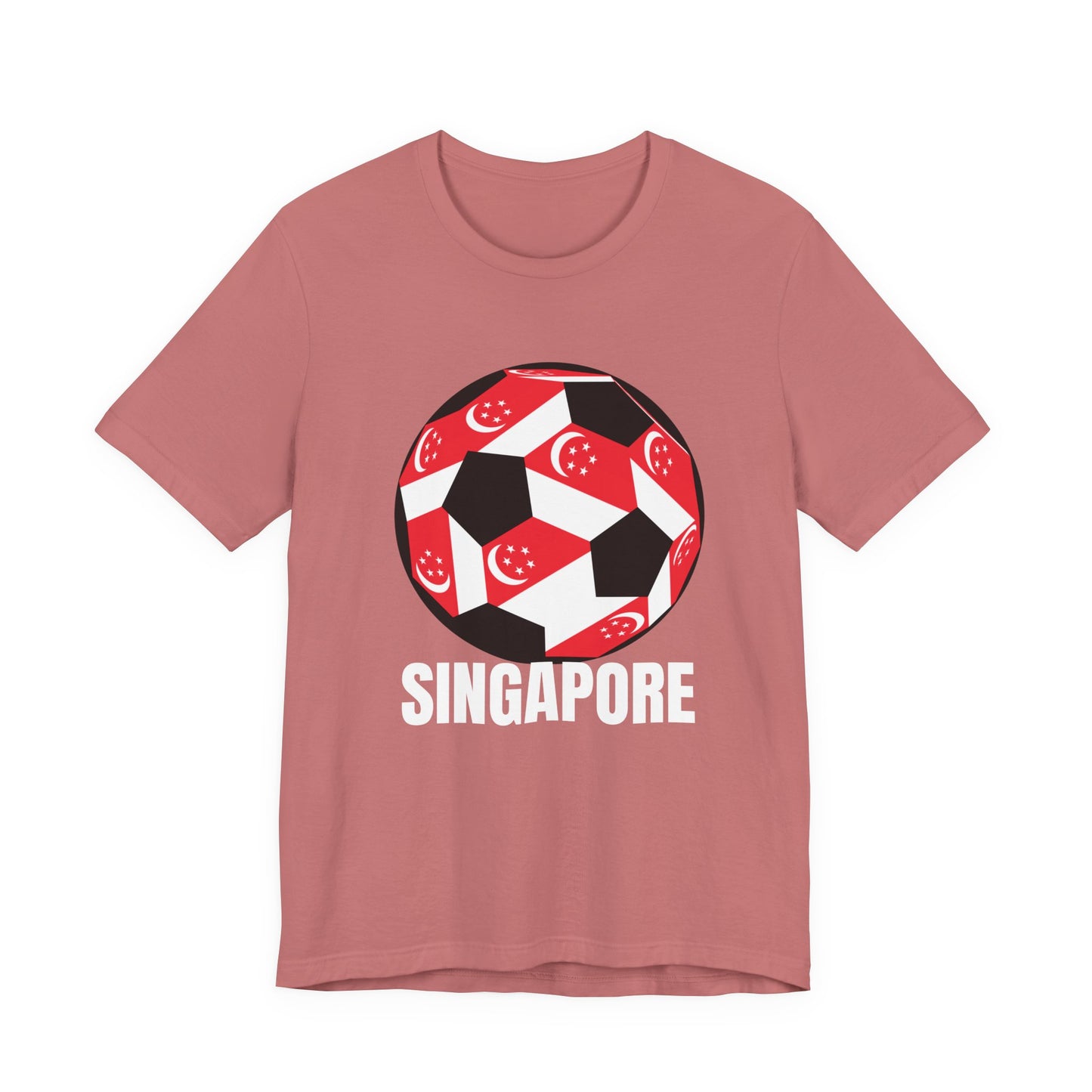 Singapore Fan Specialty Soccer Ball Design T Shirt White Text