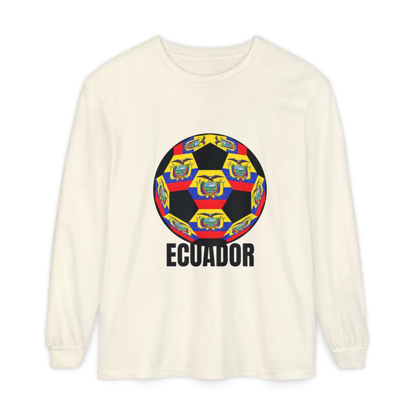 Ecuador Fan Specialty Soccer Ball Design Ball Long Sleeve Tee
