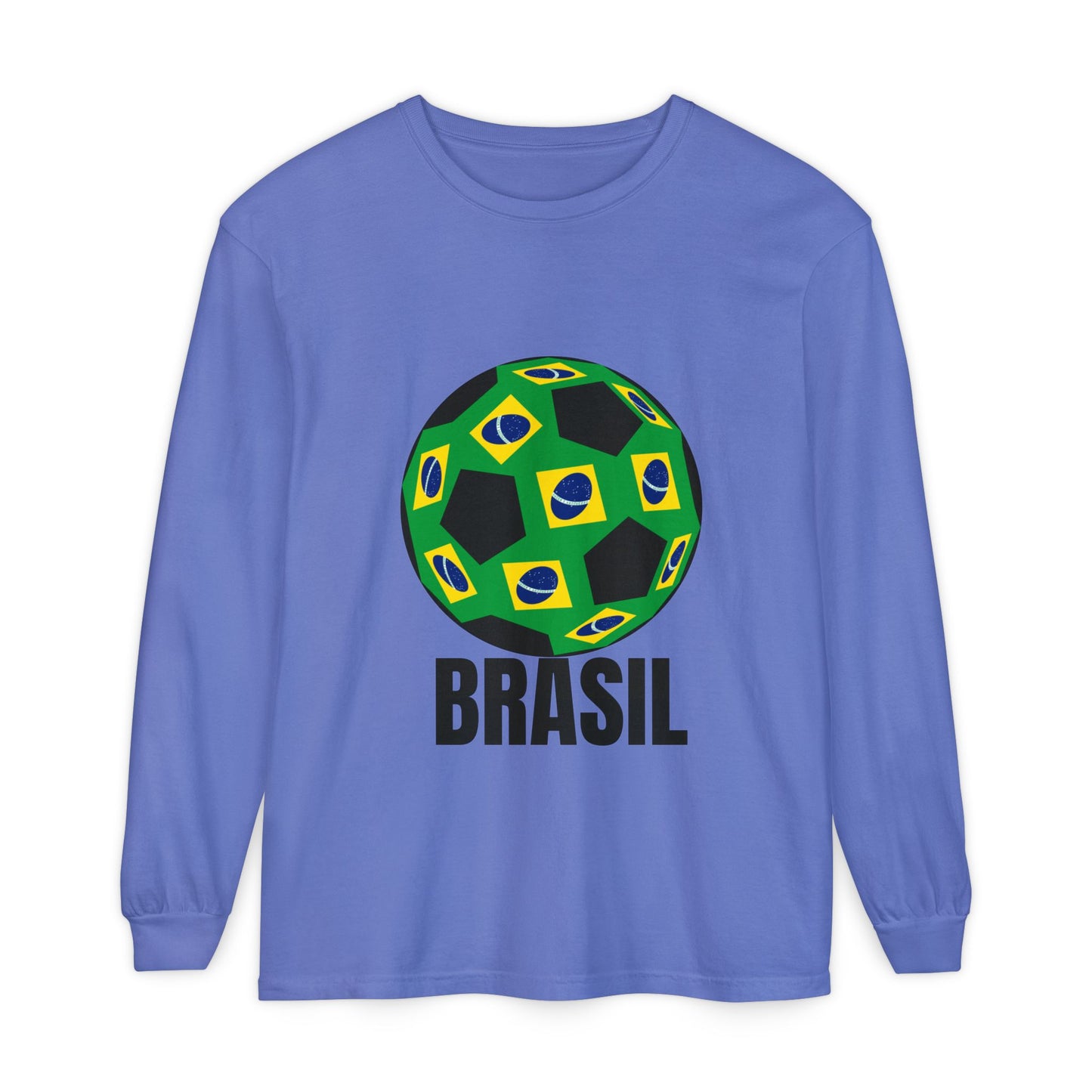 Brasil Fan Specialty Soccer Ball Design Long Sleeve T Shirt