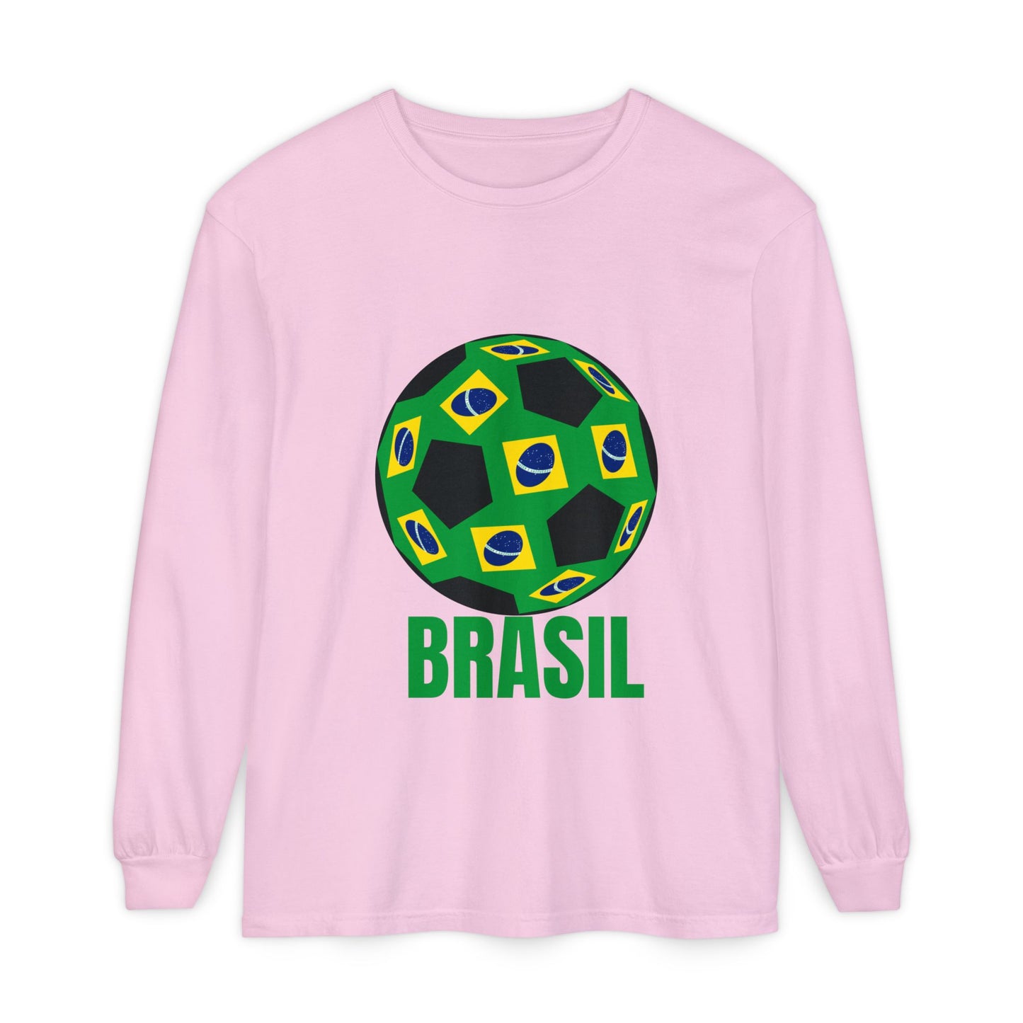 Brasil Fan Specialty Soccer Ball Design Long Sleeve T Shirt
