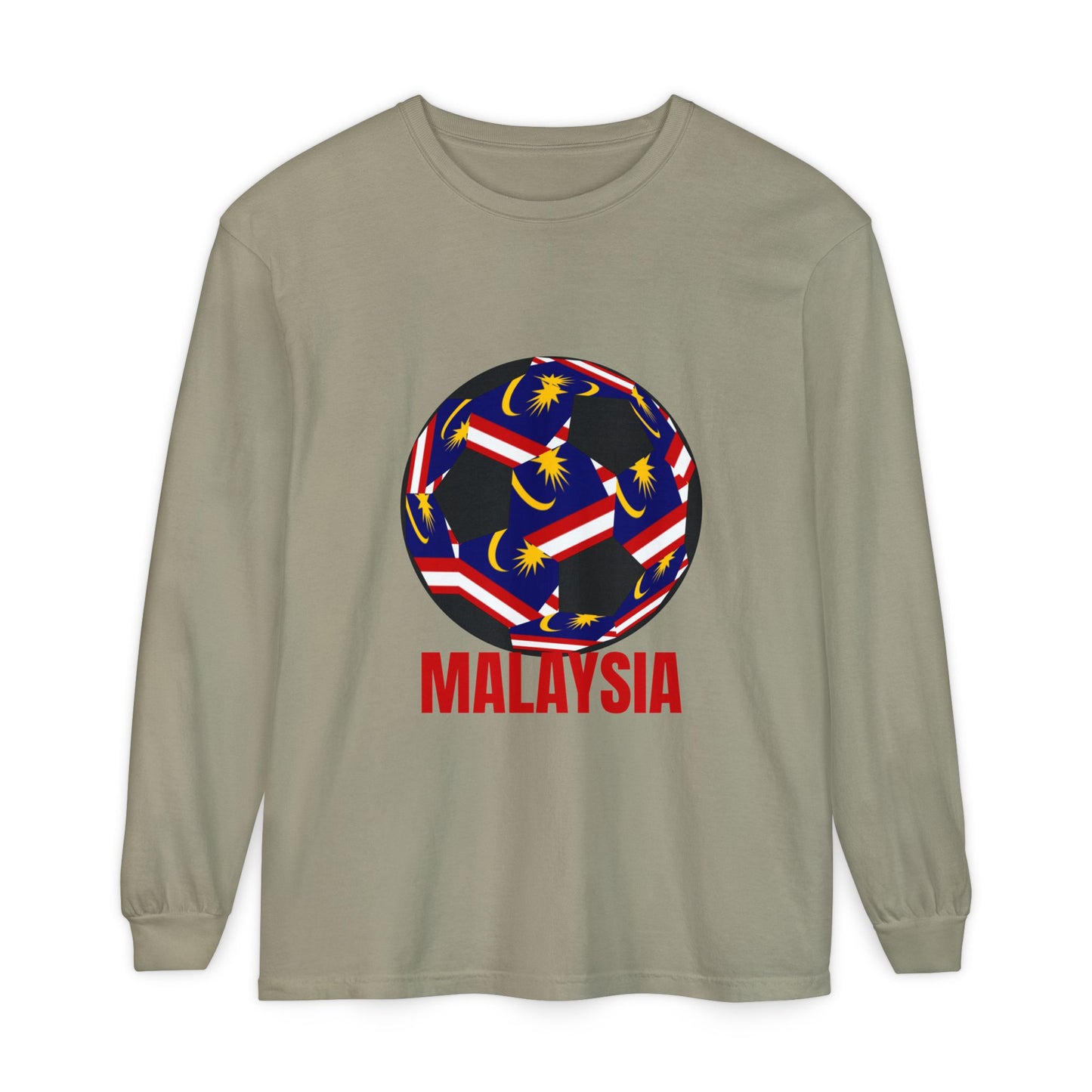 Malaysia Fan Specialty Soccer Ball Design Long Sleeve T-Shirt