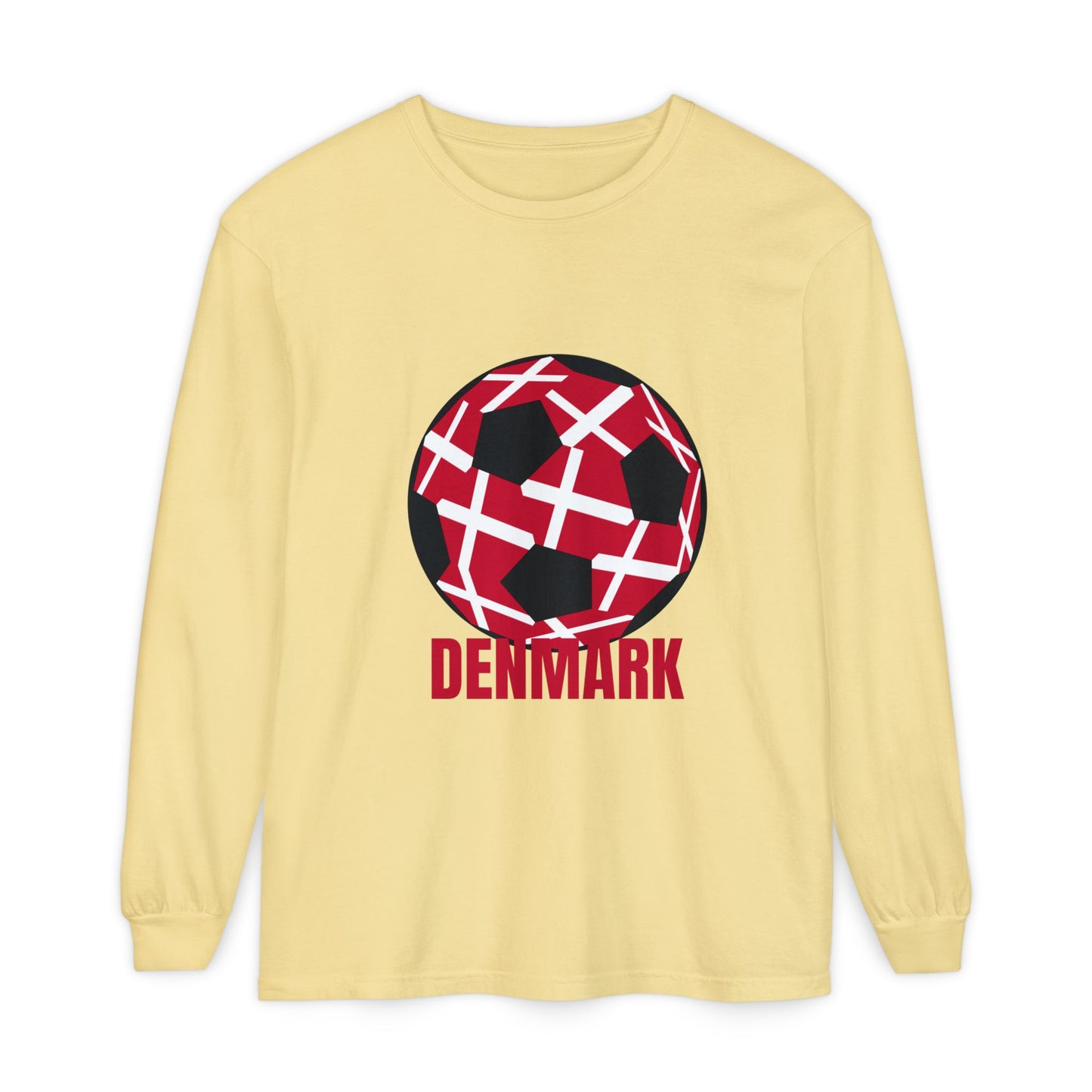 Denmark Fan Specialty Soccer Ball Design Long Sleeve Tee