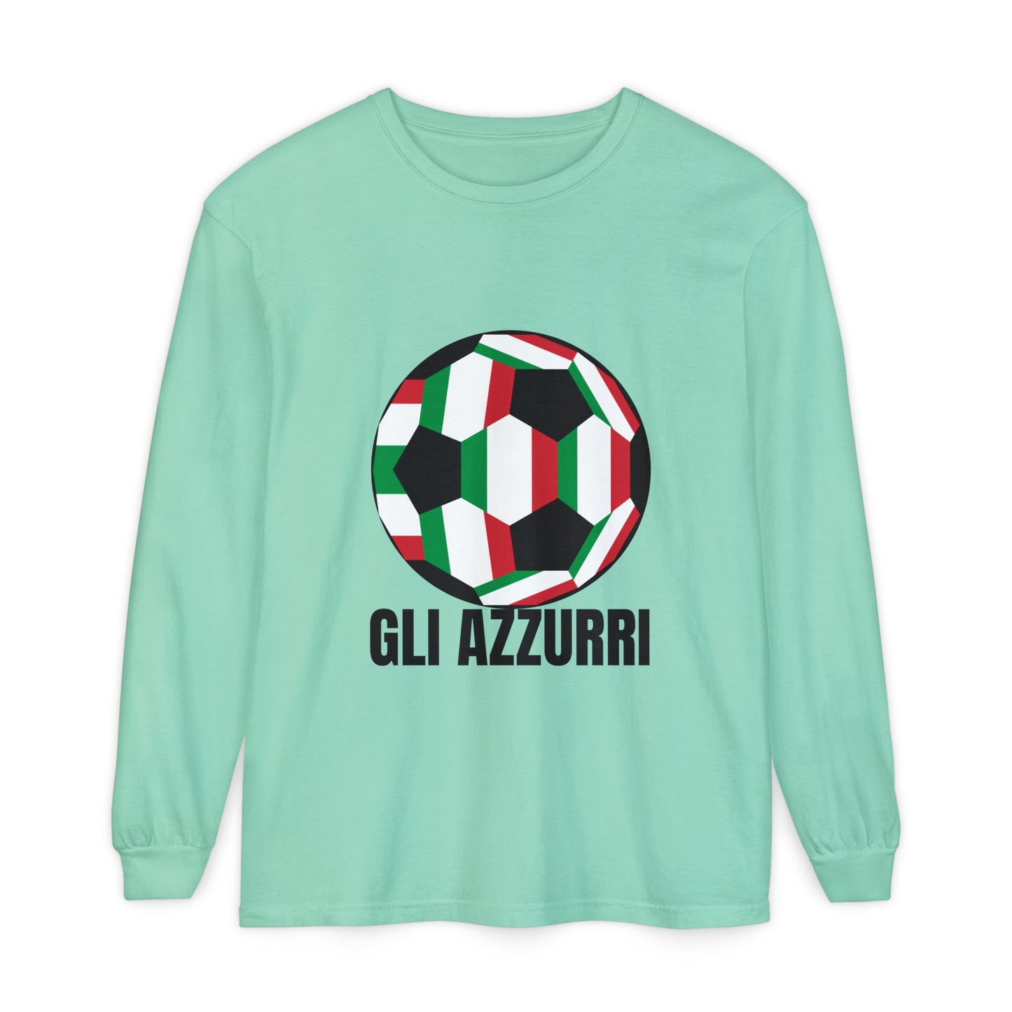 Gli Azzurri Fan Specialty Soccer Ball Design Long Sleeve Tee