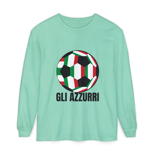 Gli Azzurri Fan Specialty Soccer Ball Design Long Sleeve Tee