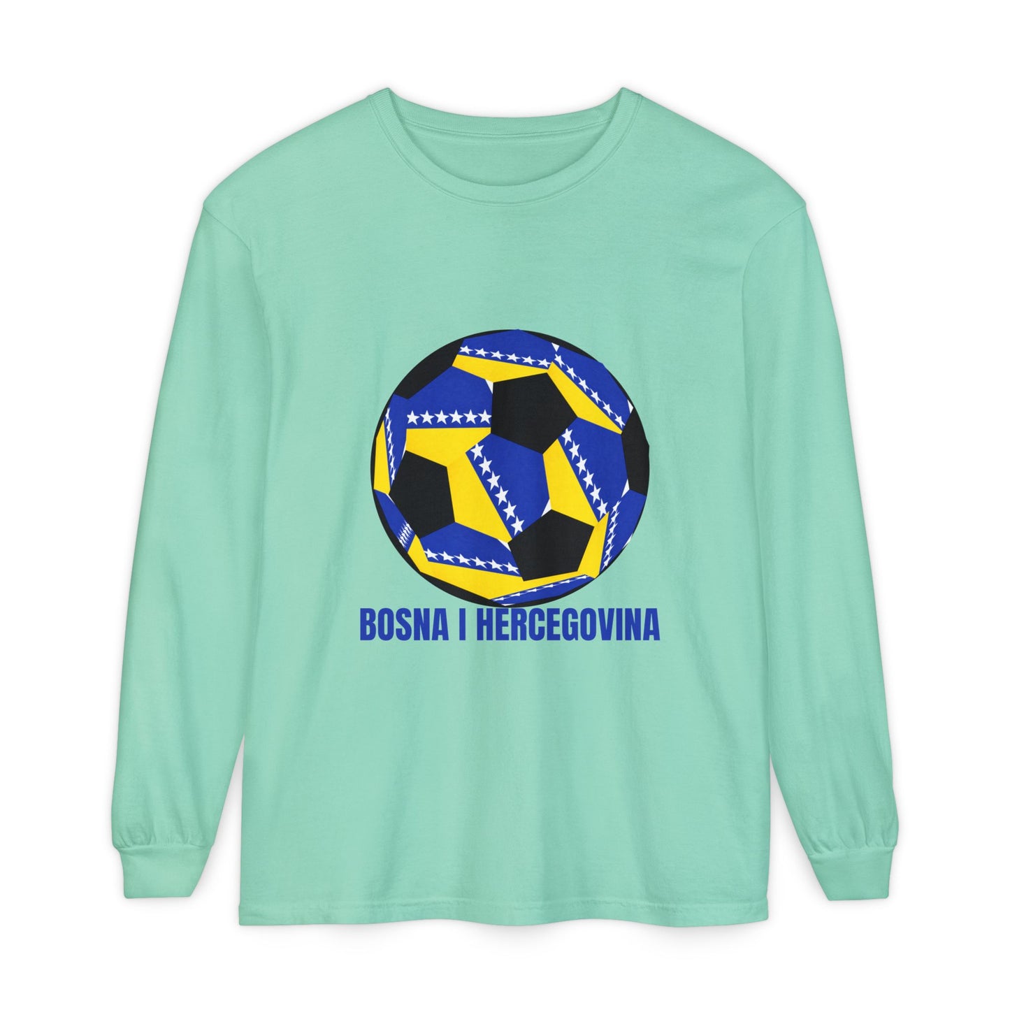Bosnia Herzegovina Fan Specialty Soccer Ball Design Long Sleeve Tee