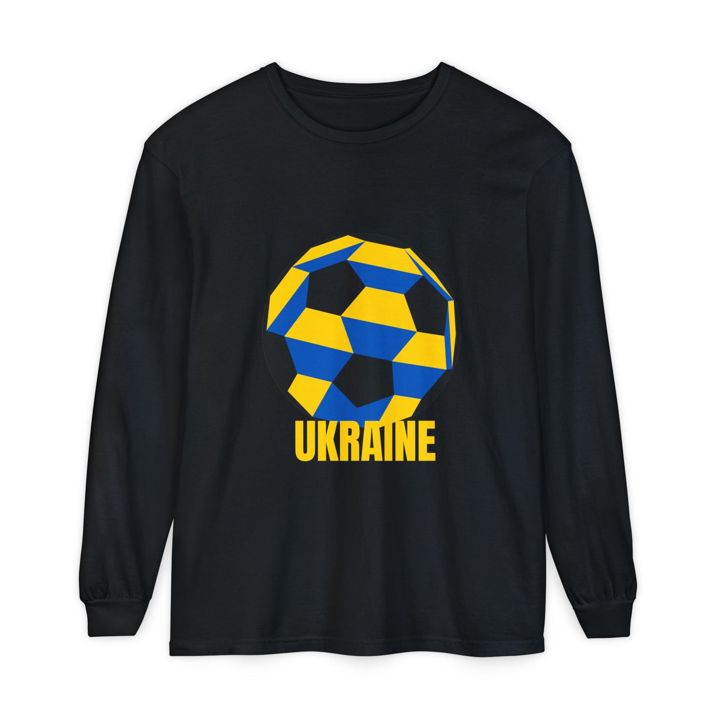 Ukraine Fan Specialty Soccer Ball Design  Long Sleeve Tee