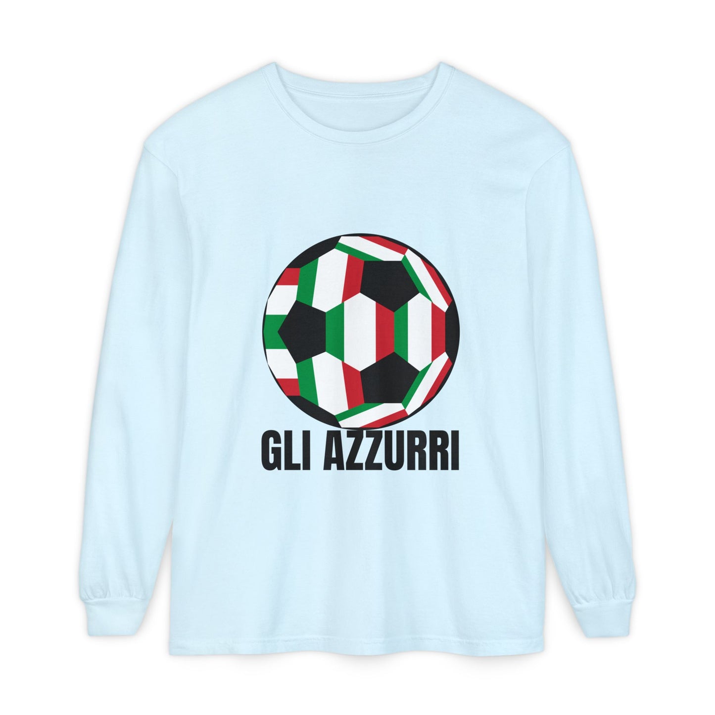 Gli Azzurri Fan Specialty Soccer Ball Design Long Sleeve Tee