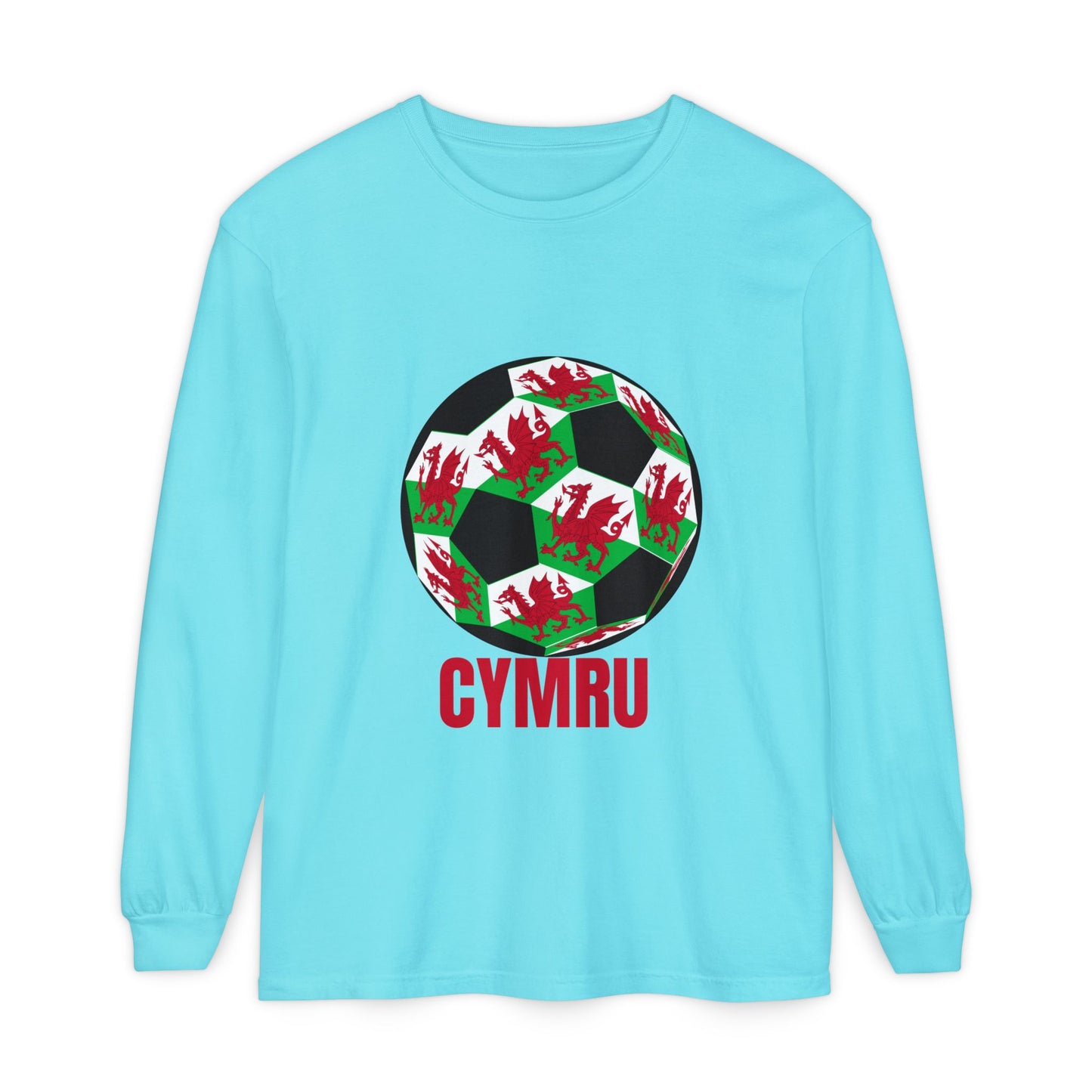 Cymru Fan Specialty Soccer Ball Design Long Sleeve Tee