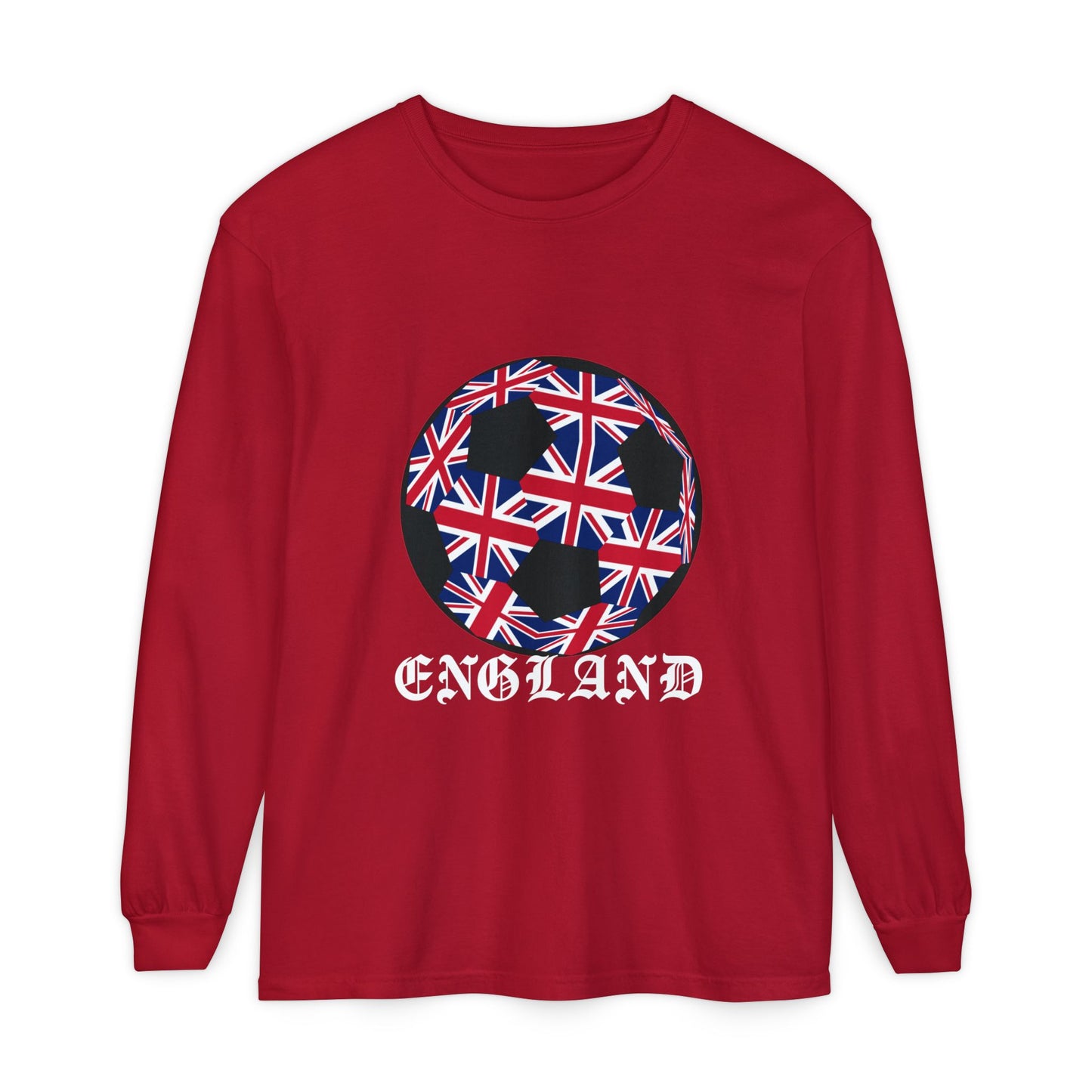Old English Style Specialty Soccer Ball Design  Long Sleeve Tee