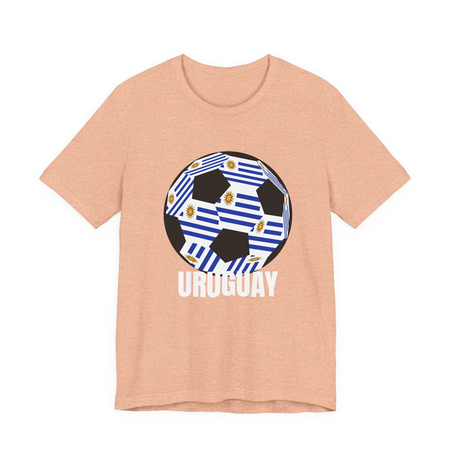 Uruguay Fan Specialty Soccer Ball Design T Shirt White Text