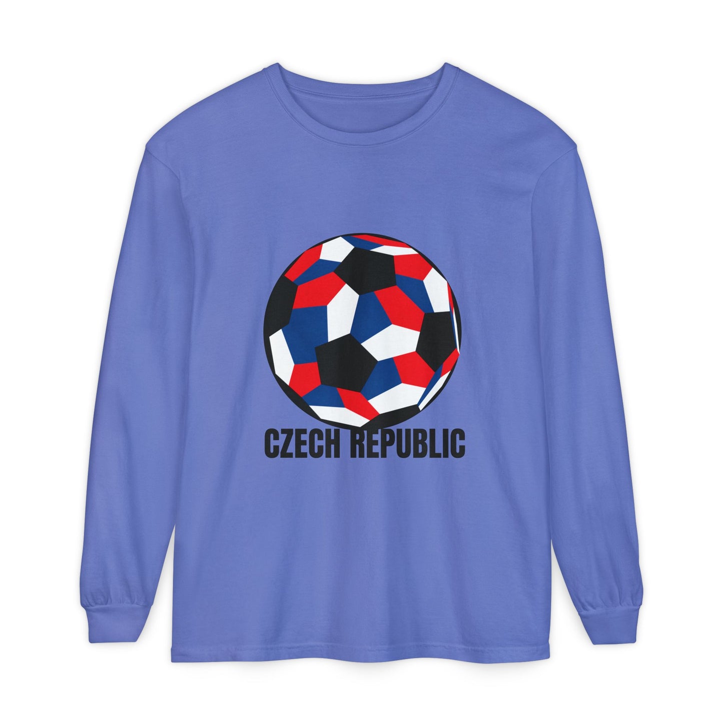 Czech Republic Fan Specialty Soccer Ball Design Long Sleeve Tee