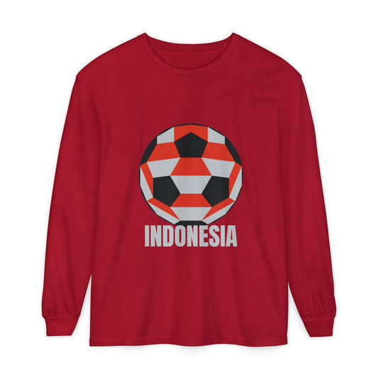Indonesia Fan Specialty Soccer Ball Design Long Sleeve Tee