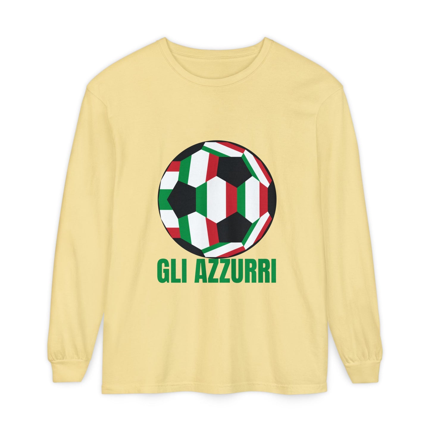 Gli Azzurri Fan Specialty Soccer Ball Design Long Sleeve Tee