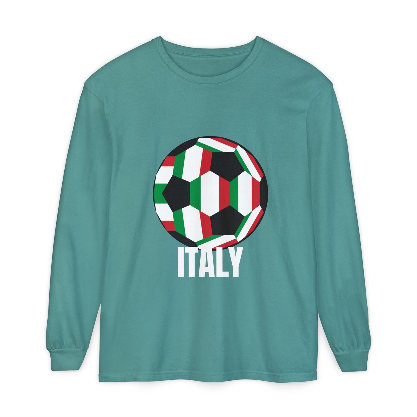 Italy Fan Specialty Soccer Ball Design Long Sleeve Tee