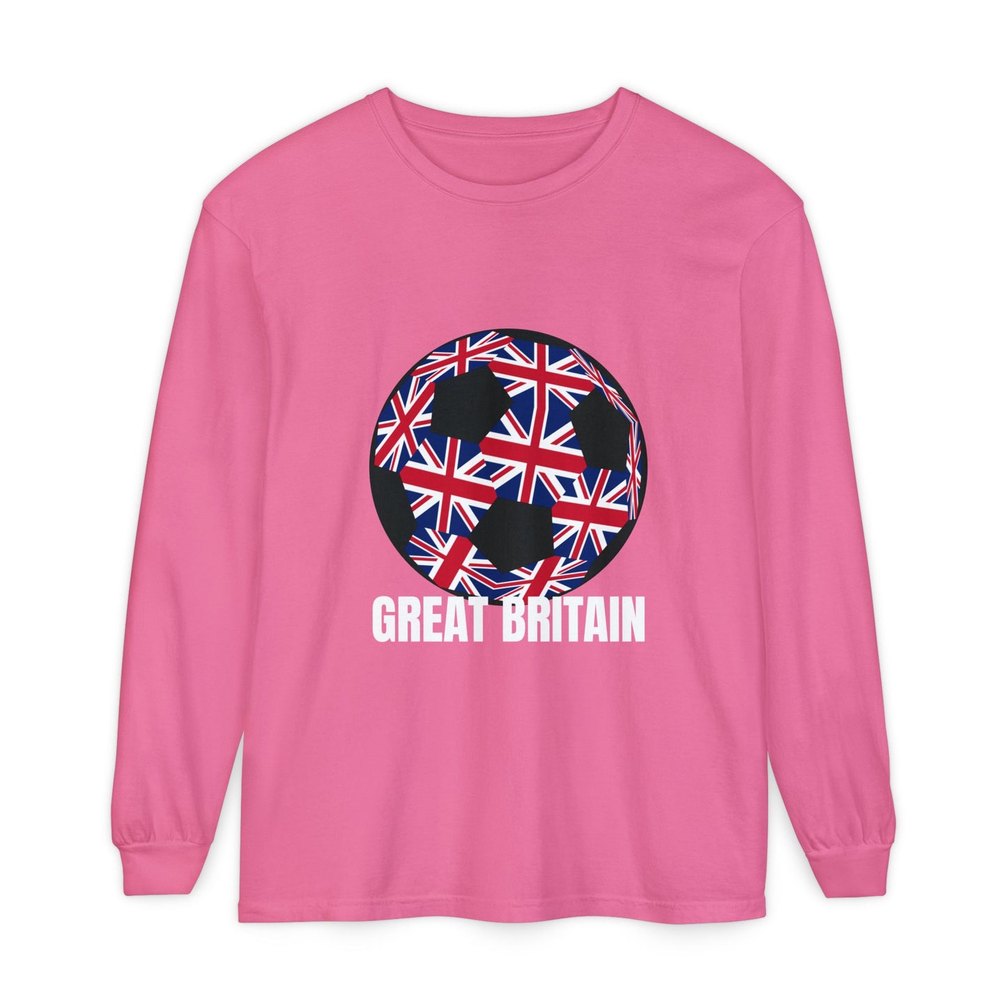 Great Britain Fan Specialty Soccer Ball Design Long Sleeve Tee