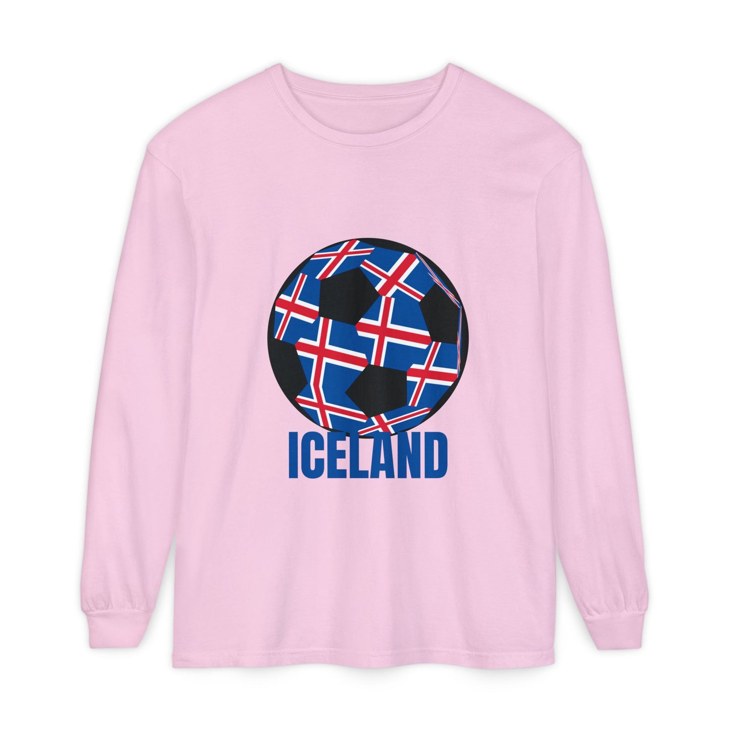 Iceland Fan Specialty Soccer Ball Design Long Sleeve Tee