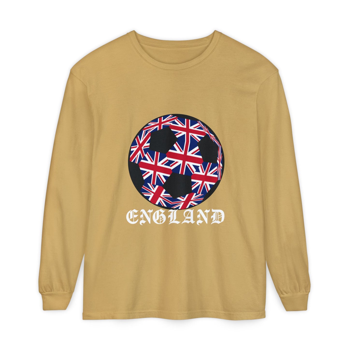 Old English Style Specialty Soccer Ball Design  Long Sleeve Tee