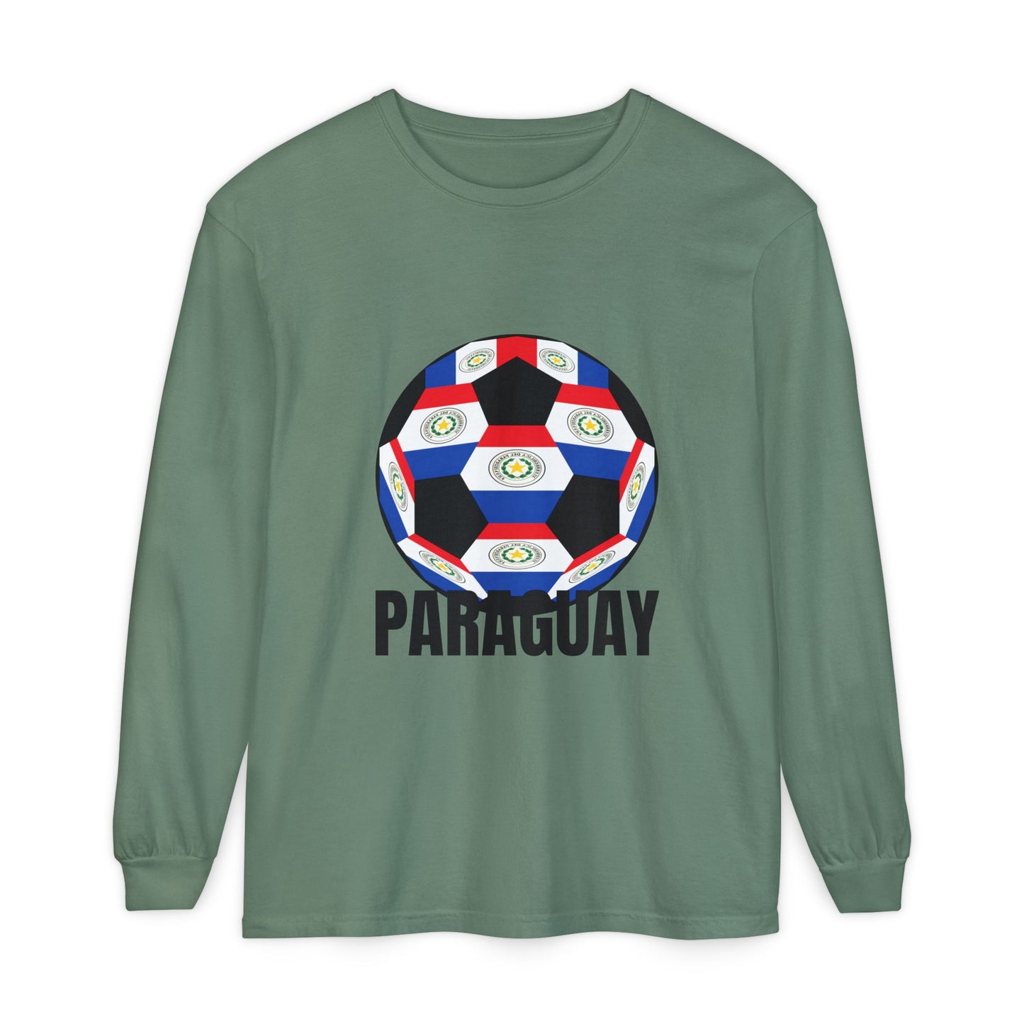 Paraguay Fan Specialty Soccer Ball Design Long Sleeve Tee