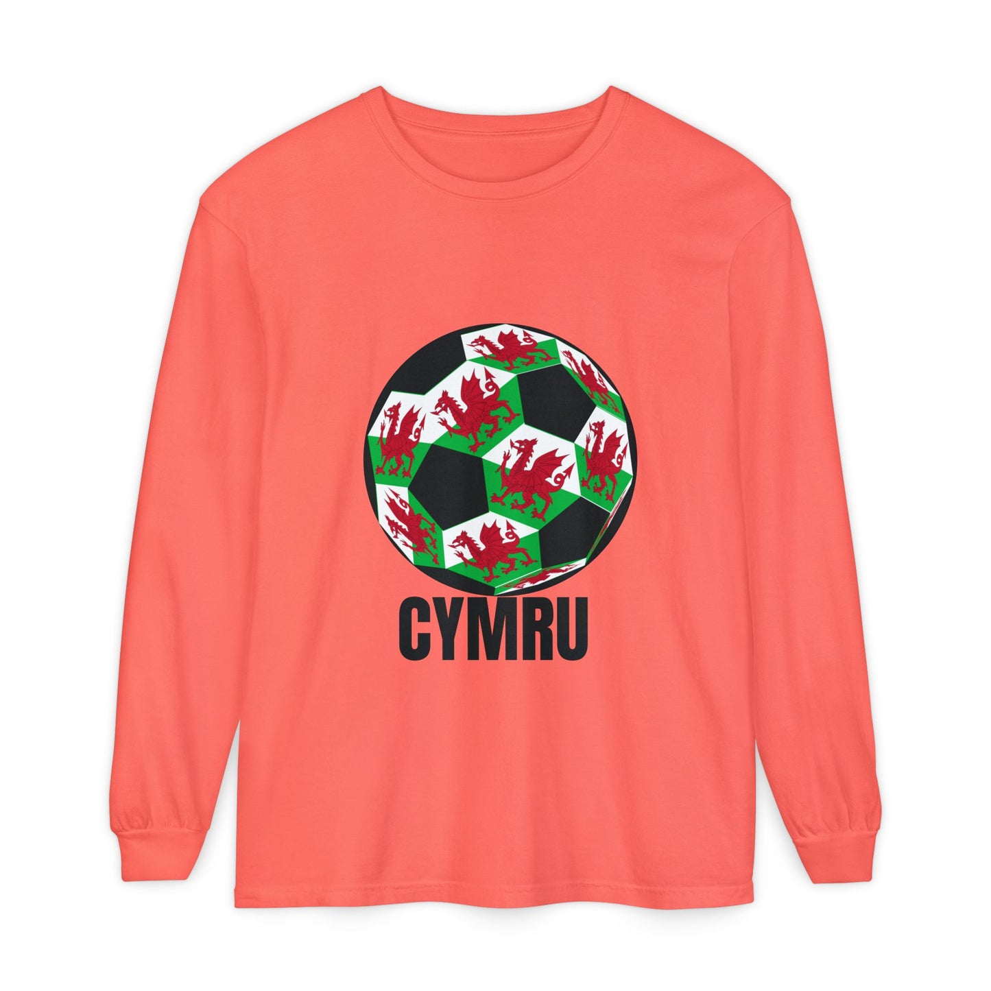 Cymru Fan Specialty Soccer Ball Design Long Sleeve Tee
